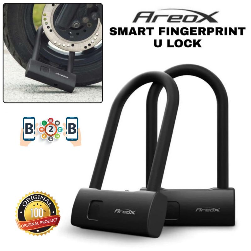 AREOX Smart Fingerprint U lock - Gembok Sidik Jari Sepeda Motor