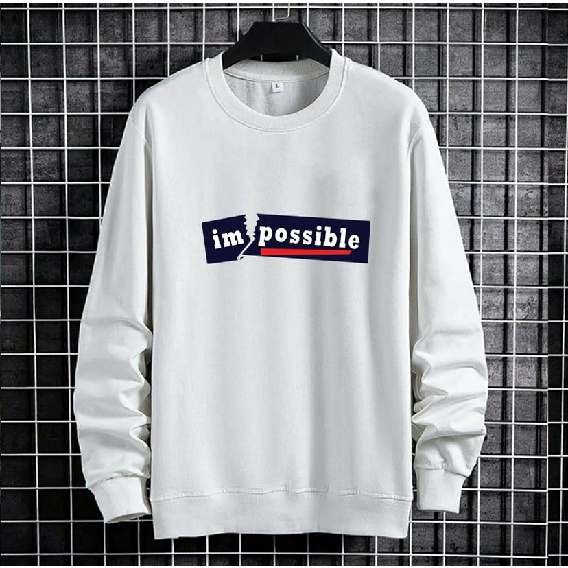 Baju Atasan Sweater Kaos Distro Fashion Pria Impossible Lengan Panjang Kasual