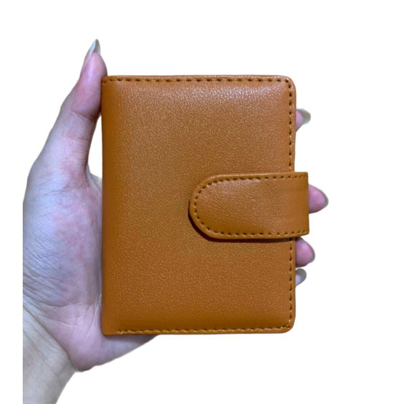 Dompet kartu kancing kulit polos card holder dompet pria / wanita