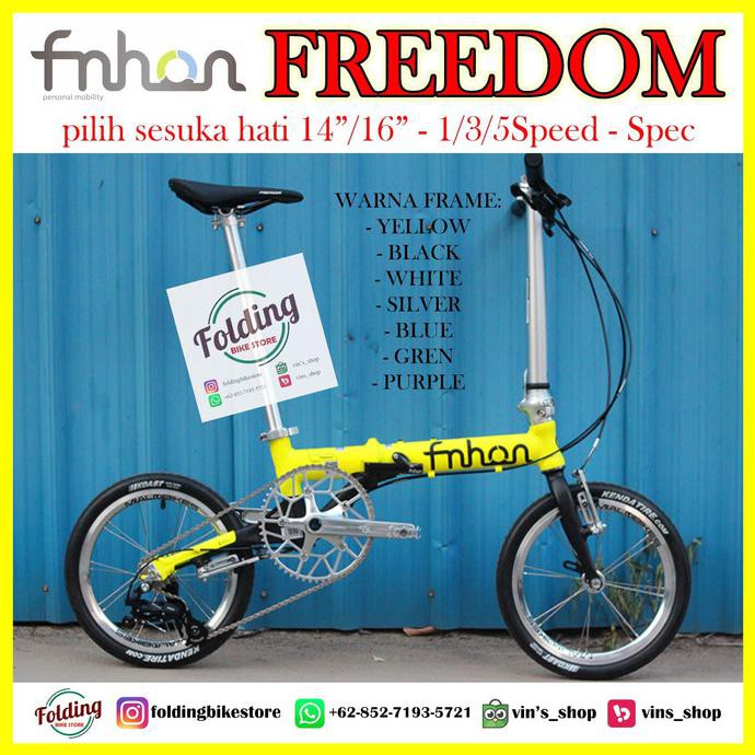 FNHON FREEDOM 14/16 Sepeda Lipat Dewasa Anak Seli 1-5 Speed-Vin's_Shop - 14 INCH, CLOSE PO