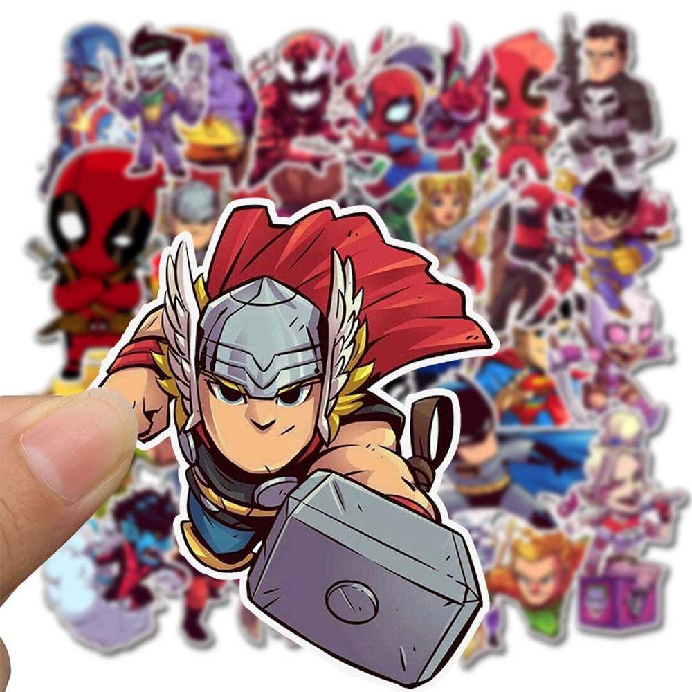 Agustina Avengers Stiker Spider Man PVC 50pcs/pack Scrapbooking Gitar Koper Graffiti Stiker Untuk Laptop Bagasi Fans Koleksi Hadiah Anime Stiker