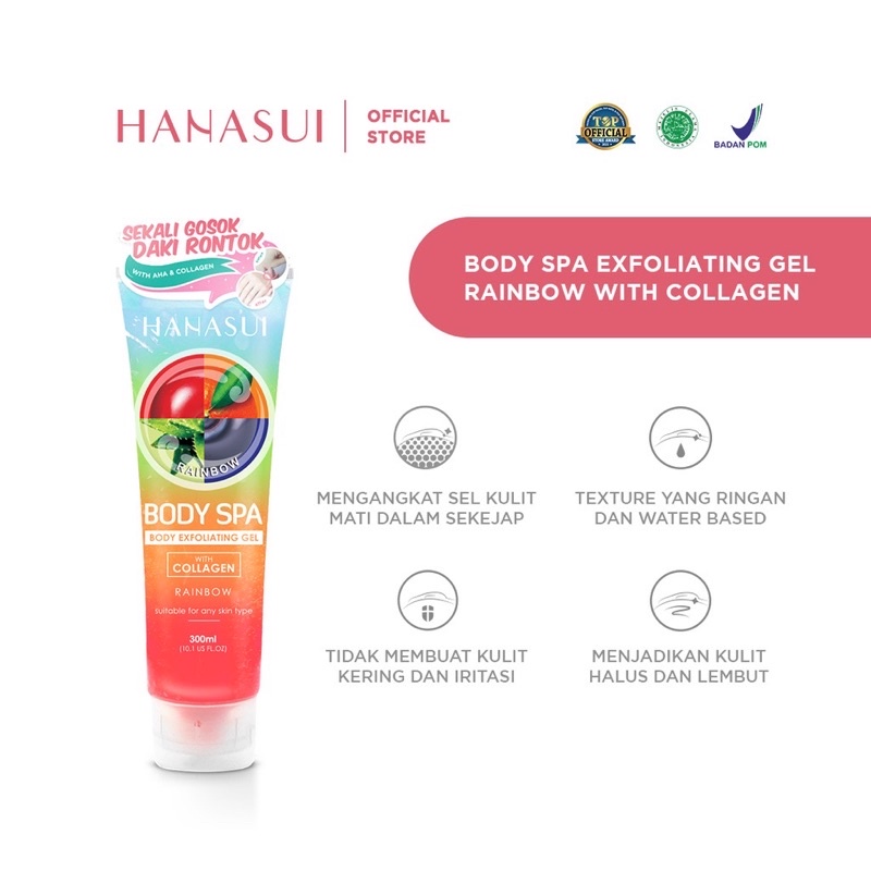 Hanasui Body Spa Exfoliating Gel with Collagen Pembersih Daki Kulit Tubuh Perawatan Kulit Tubuh Mulus