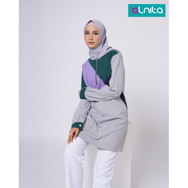 ALNITA ATASAN AA 54 BAHAN COMBED BAJU ATASAN WANITA MUSLIMAH POLOS KOMBINASI WARNA MOZAIK