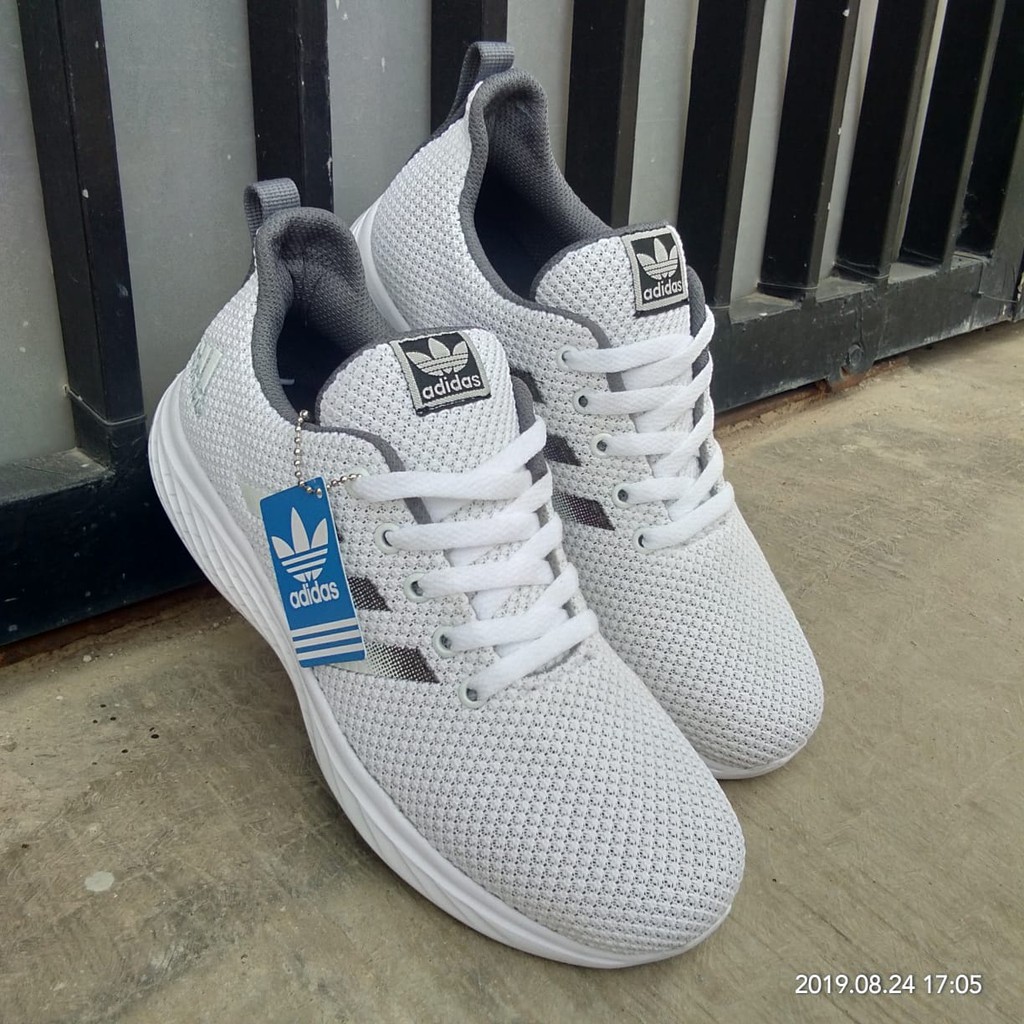 SEPATU PRIA ADIDAS OLAHRAGA SNEAKERS FULL WHITE PUTIH FULL BLACK HITAM