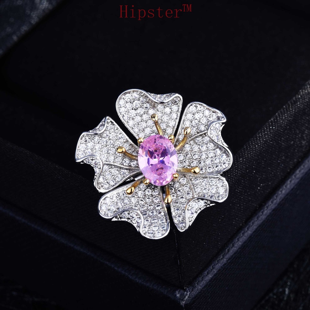 Elegant Elegant Micro-Inlaid Diamond Flower Luxury Two-Color Ring