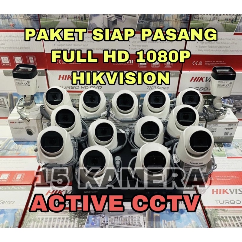 PAKET KAMERA CCTV HIKVISION 15 CAMERA 2mp 16 CH CHANNEL 1080p FULL HD