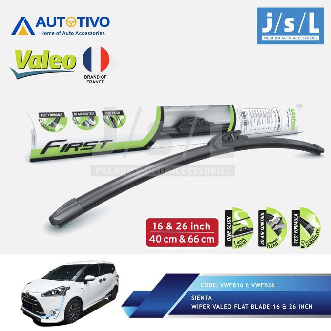 Toyota Sienta Wiper Mobil Valeo Flat Blade Quality (2 Pcs Kiri Kanan)