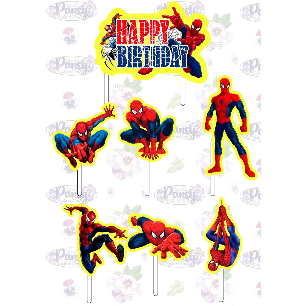 Cupcake topper / cake topper Spiderman + banner birthday EKONOMIS