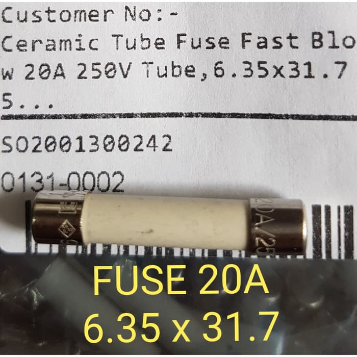 Fuse Keramik 20A 6.35 x 31.7 Original LittelFuse