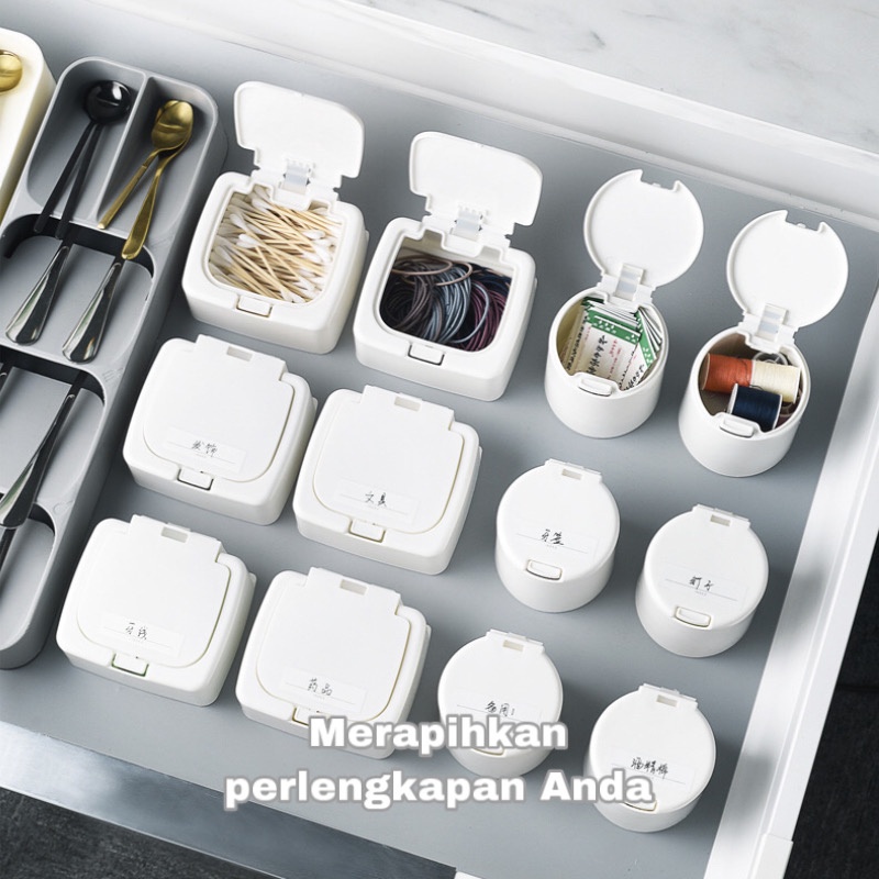 KOTAK PENYIMPANAN AKSESORIS MINI PORTABLE TEMPAT KOSMETIK COTTON BUDS TUSUK GIGI KOTAK PENYIMPANAN KAPAS