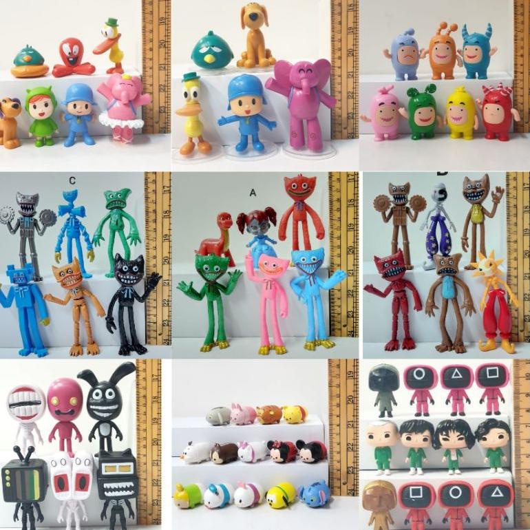 Action Figure Pocoyo Oddbods Siren Head Squid Game Korea Huggy Wuggy Tsum Tsum Pajangan Mainan Toppe