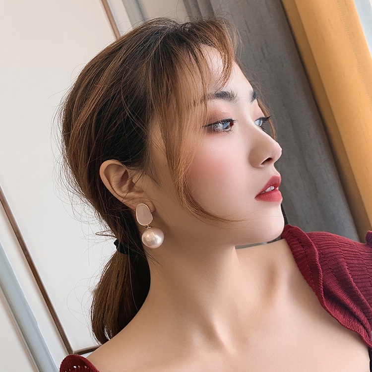 Anting Wanita Tusuk Bentuk Bulat Hias Kristal Women Earrings Korea Aksesoris Fashion 036 - A