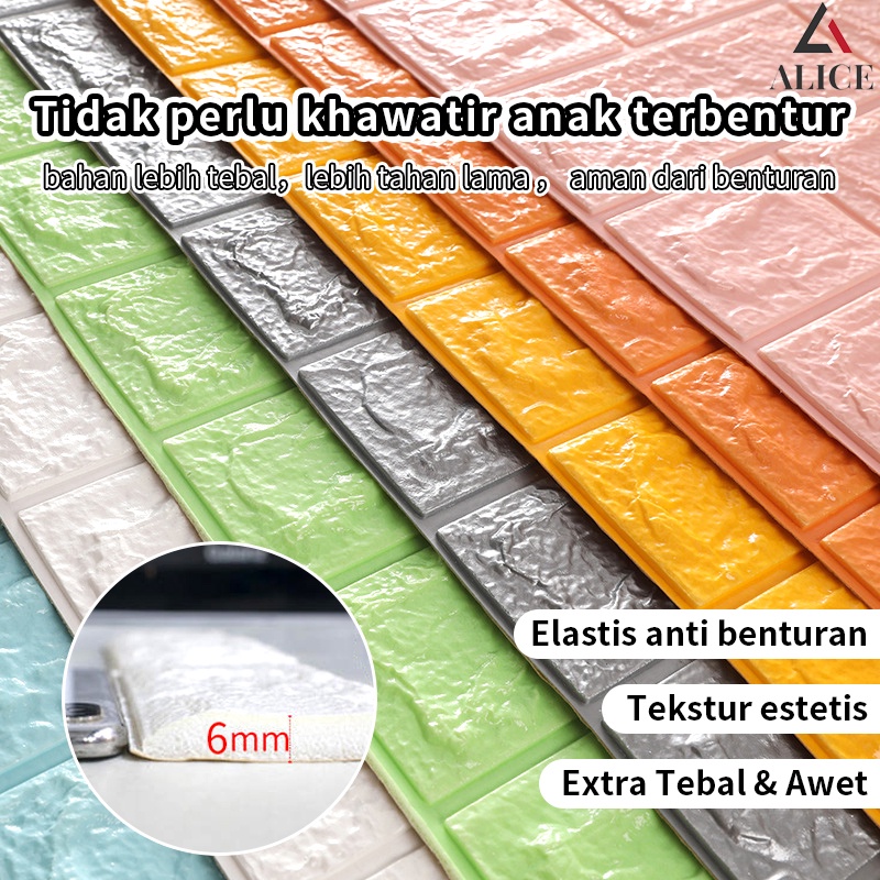 1 Wallpaper Dinding Wallpaper 3D Walpaper Foam Motif Batu Bata Good Quality Pabrik 70x77CM Ketebalan Sebenarnya 6MM-1