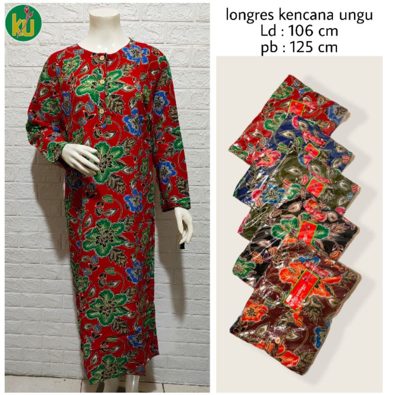 LOGRES KENCANA UNGU KUM LD 102 CM // PB 125 CM/Gamis kencana ungu/batik kencana ungu/daster lengan p