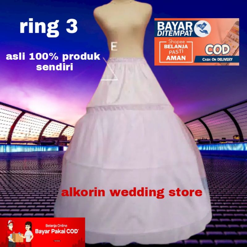 Petikut/peticoat/pengembang gaun pengantin ring 3 dengan plus kain Tile/Perticcoat/Pertikut Pengembang Gaun ring 3 plus tile berkualitas diameter 95 CMPetticoat Ring 3 Murah Meriah Kualitas Baik Rok Pengembang Gaun Wisuda Ujian Pengantin Petikut