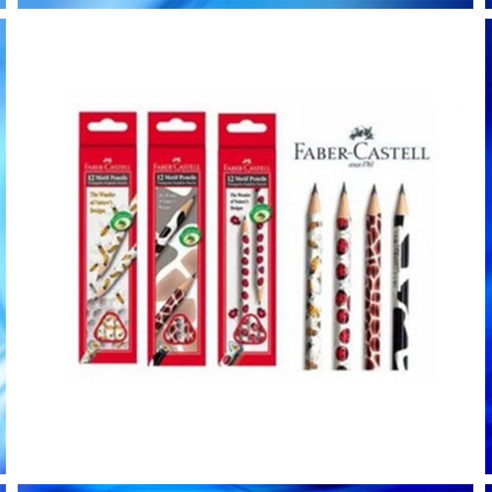 1 PCS Pensil Motif 2B Faber Castell 7 Motif NonToxic Aman Original Pensil Raut Pensil Fabercastell Motif - Motif Acak