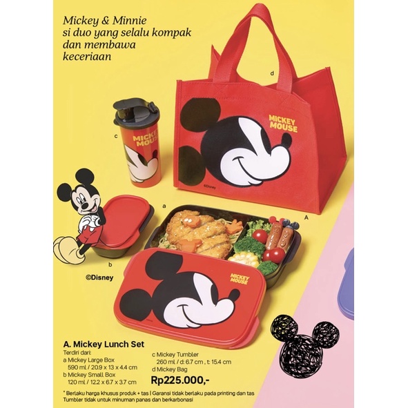 MICKEY LUNCH SET TUPPERWARE TEMPAT BEKAL ANAK TERMURAH