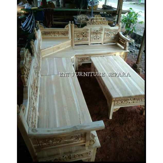 Kursi Sudut Mahkota - Kursi Tamu Sudut Mahkota Jati - Kurai Tamu Sudut