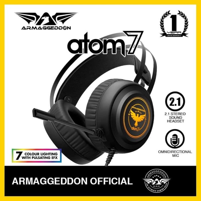 Headset Gaming Armaggeddon Atom 7 (7 Colour Lighting Pulsating EFX) - ATOM 7 ONLY