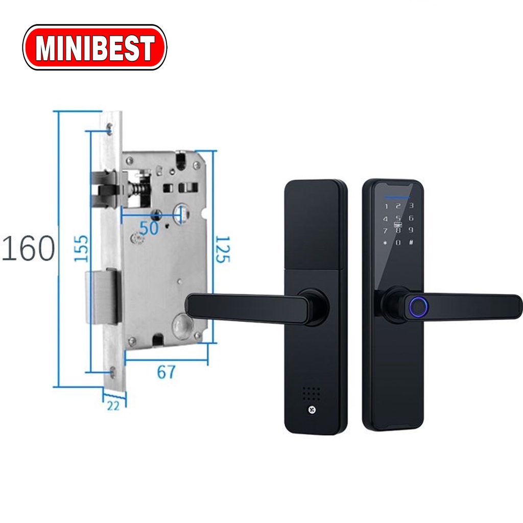 [MB] Smart Door Lock Digital Handle Kunci Pintu handle Sidik Jari Fingerprint Password - Smart Home smart door lock tuya