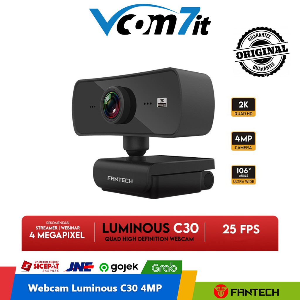 Jual Fantech Luminous C30 Webcam USB 2K 4MP QHD 1440P Quad HD With Mic