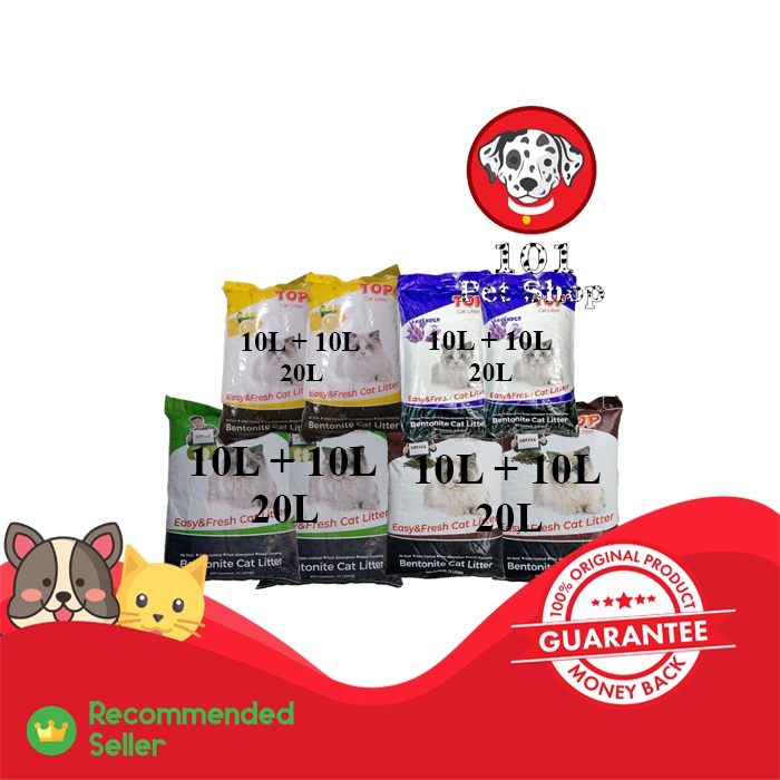 PASIR KUCING GUMPAL WANGI TOP CAT LITTER PREMIUM 20L (10L x 2 SAK) VIA GOSEND &amp; GRAB