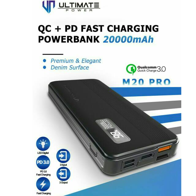 Ultimate Power Qc+PD Fast Charger Powerbank 20000 MAH