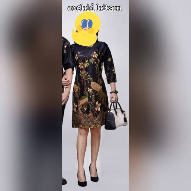 Dress Baju Batik Wanita jumbo big size M-5L Orchid Hitam