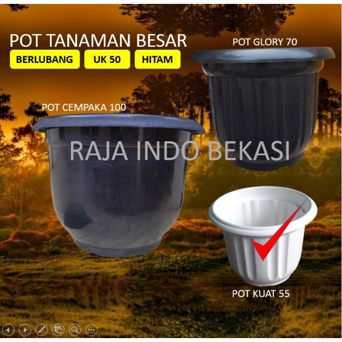 POT Tanaman Besar Jumbo 50 55 60 70 100 cm Pot Bunga Besar Hitam Putih