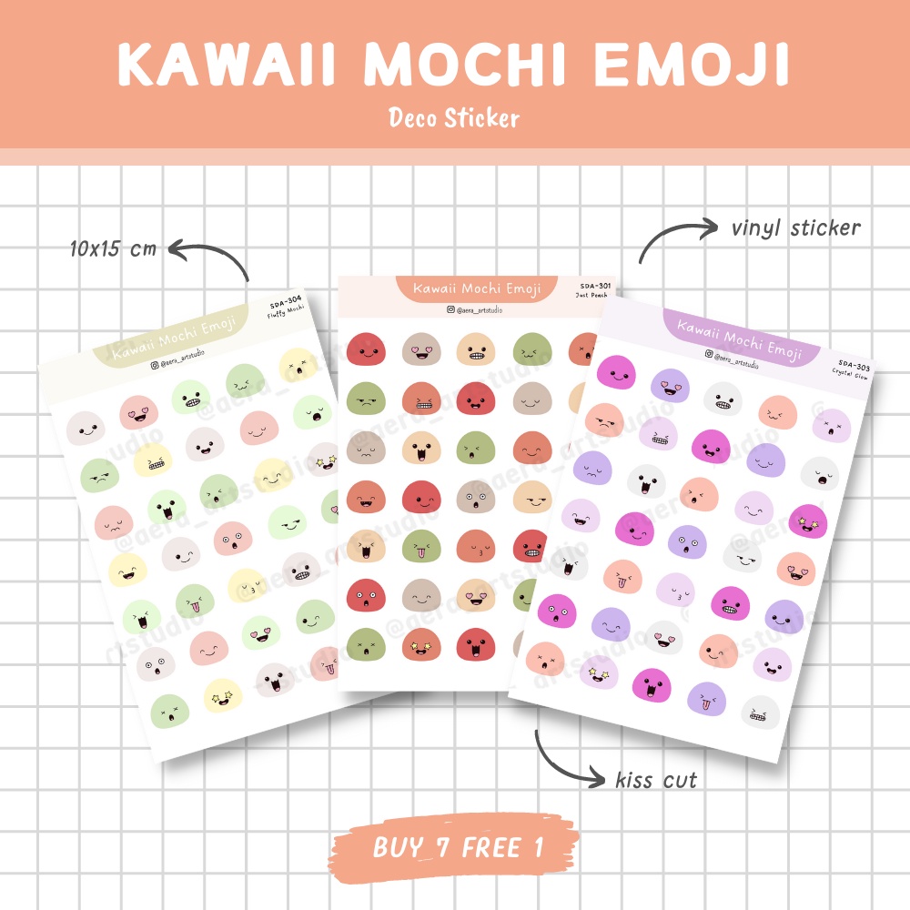 

Kawaii Mochi Emoji : Deco Sticker - by Aera Art Studio | Stiker Emoticon - Smiley Face Sticker Jurnal Deco - Stiker Scrapbooking Planner - Stiker Emot Dekorasi - Stiker Emotikon - Stiker Aesthetic Mochi - Stiker Mood Siap Tempel