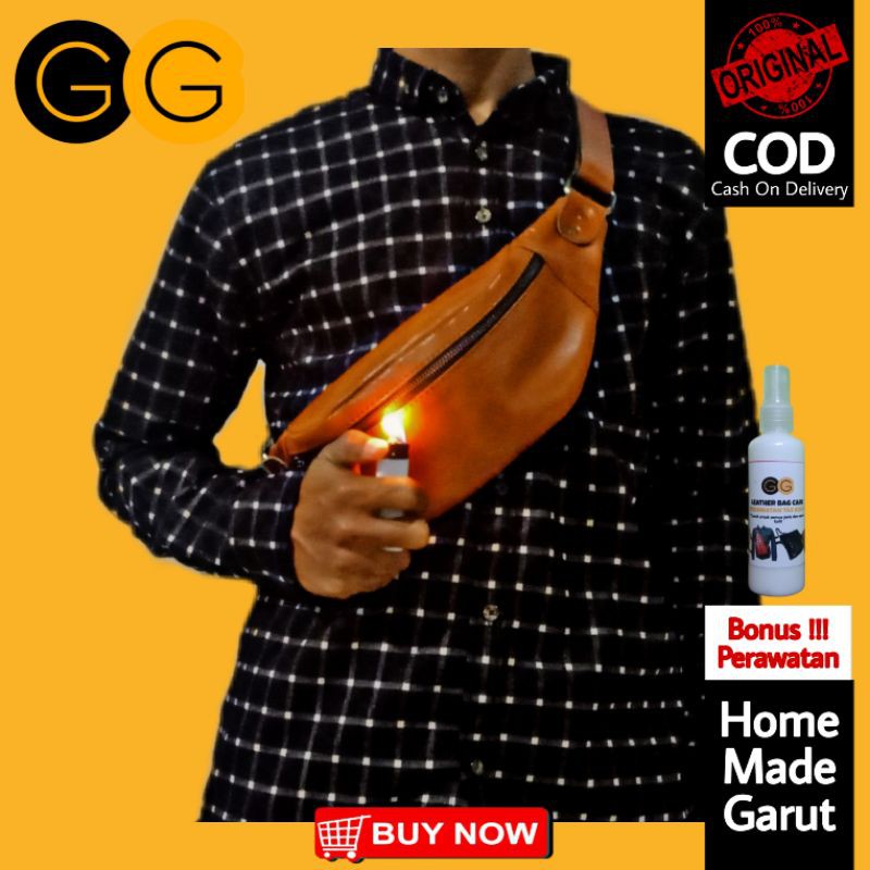 (ASLI GARUT) WAISTBAG KULIT PRIA ASLI GARUT WAIST BAG PRIA KULIT TAS SELEMPANG KULIT TAS KULIT GARUT