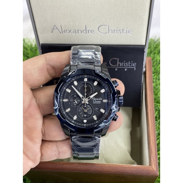 alexandre christie 6523mc black ring biru pria