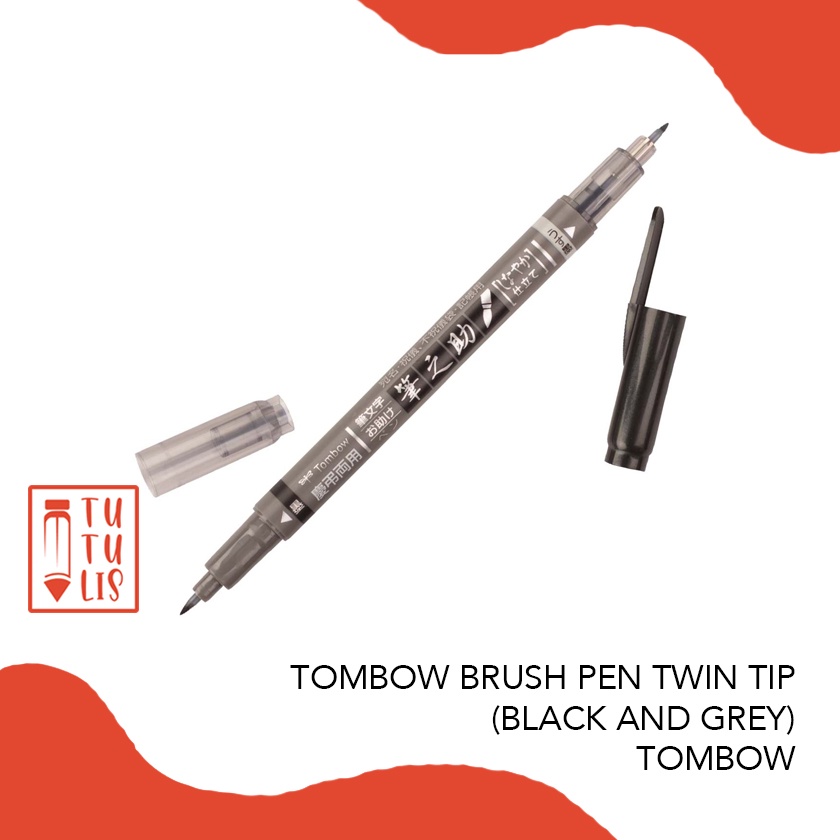 

Tombow Fudenosuke Brush Pen Twin tip (black and grey)