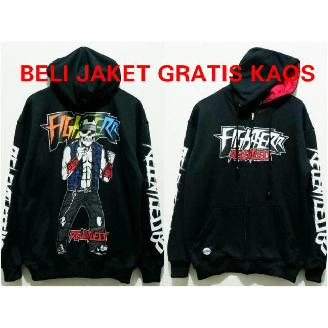 TERLARIS HOODIE ZIPPER COWO CEWEK HITAM MOTIF SKULL HARDCORE GRATIS KAOS FULL DESAIN KEKINIAN KEREN