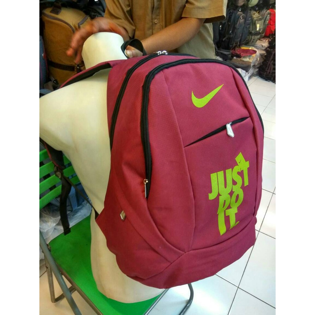 Backpac Tas Laptop Ransel Tas sekolah Kuliah tas ransel nike just do it hitam Merah terbaru free rain cover grosir