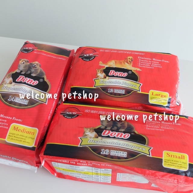 DOG DIAPER / DIAPERS POPOK PAMPERS ANJING - DONO XS S M L XL