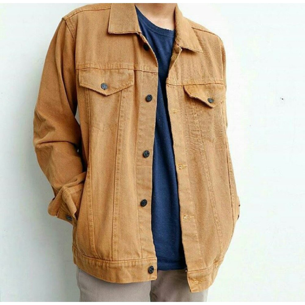 Grosir - Jaket Jeans Levis Coklat Muda Pria Wanita - Cokelat Muda M