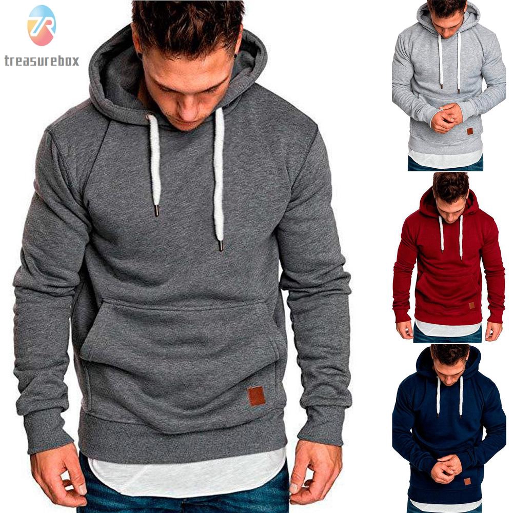 Sweater Kaos  Casual Pria Lengan  Panjang  dengan Hoodie  dan 