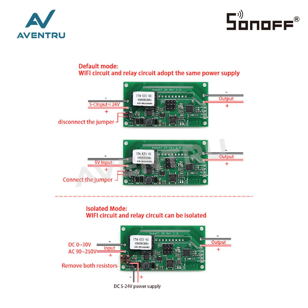 Sonoff SV 5-24V DC WiFi Module For Solenoid Door lock -Smart home