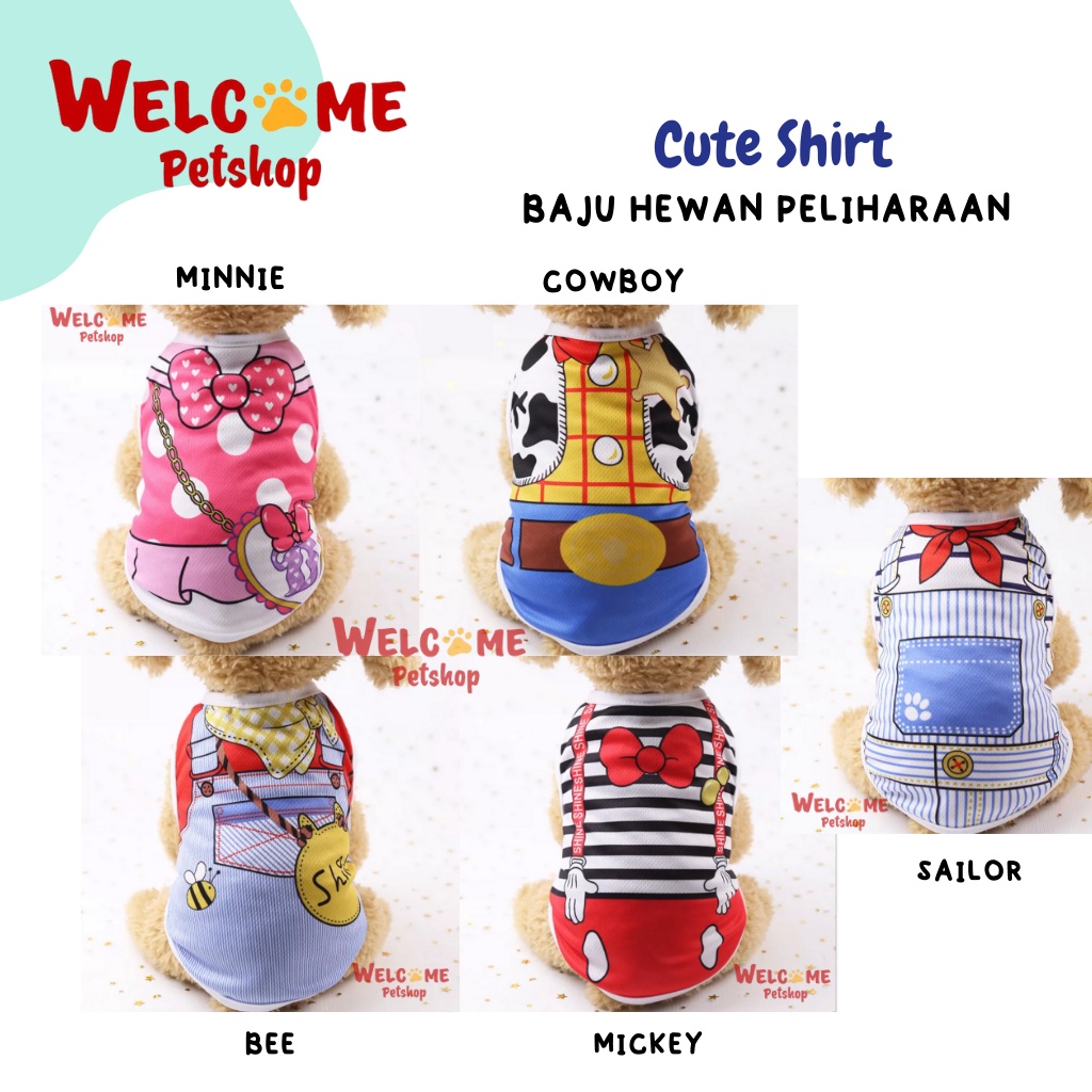 Cute Shirt Pakaian Baju Kaos Anjing Kucing Hewan Tshirt Lucu