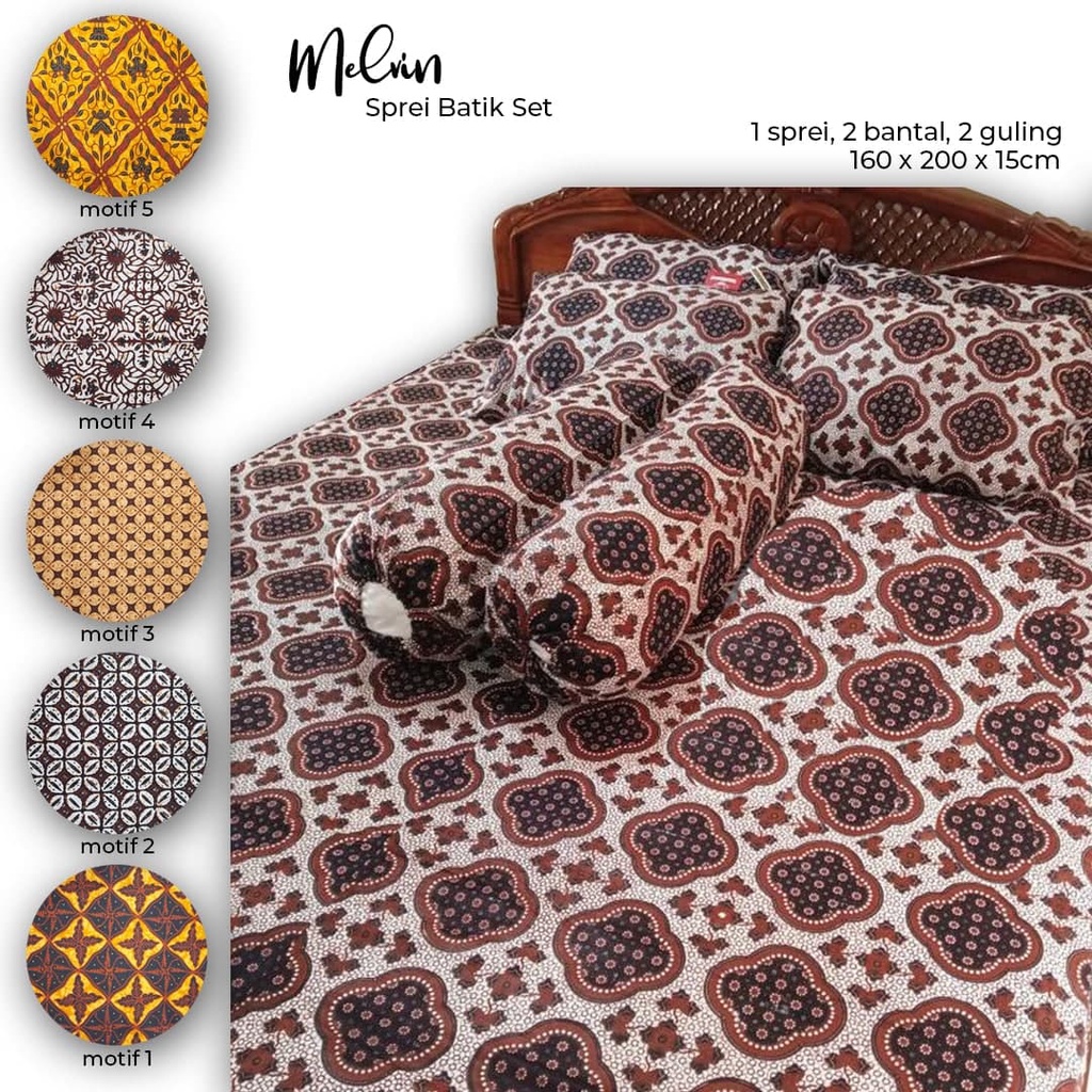 Sprei Batik Set 160 x 200 x 15 by Melvin / Sprei Motif Batik Premium
