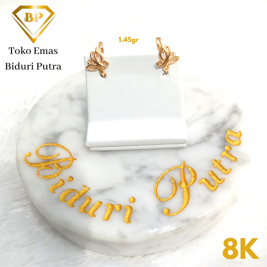 ANTING DESI PERHIASAN EMAS PUTIH ASLI KADAR 8K/375