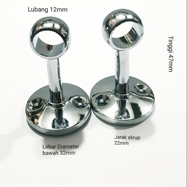Bracket tembus 1/2" / Bracket Pipa Bulat / gantungan pipa