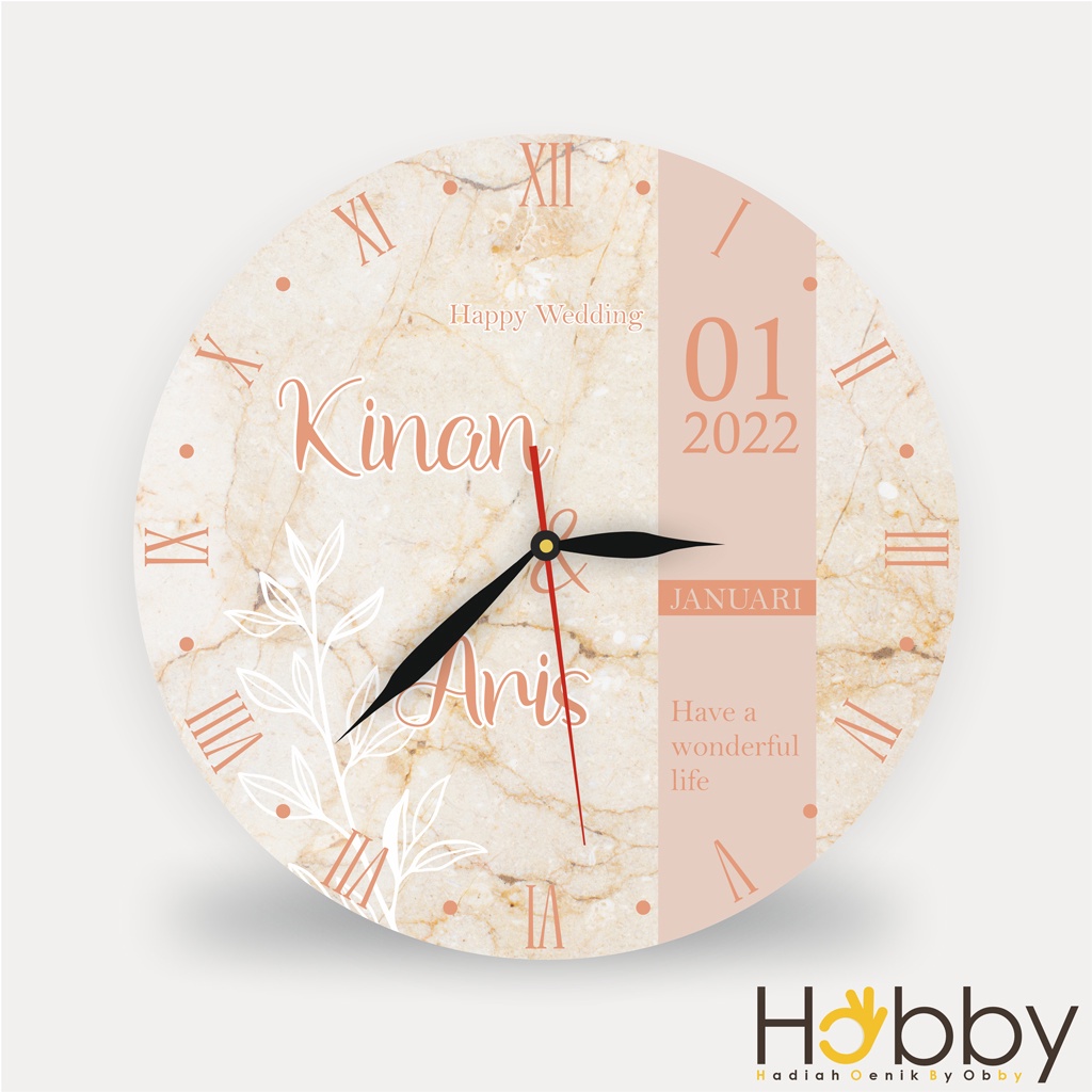 JAM DINDING CUSTOM UNIK NAMA TULISAN HADIAH NIKAHAN KAYU KADO WEDDING MEJA DUDUK ENGAGEMENT AESTETIK