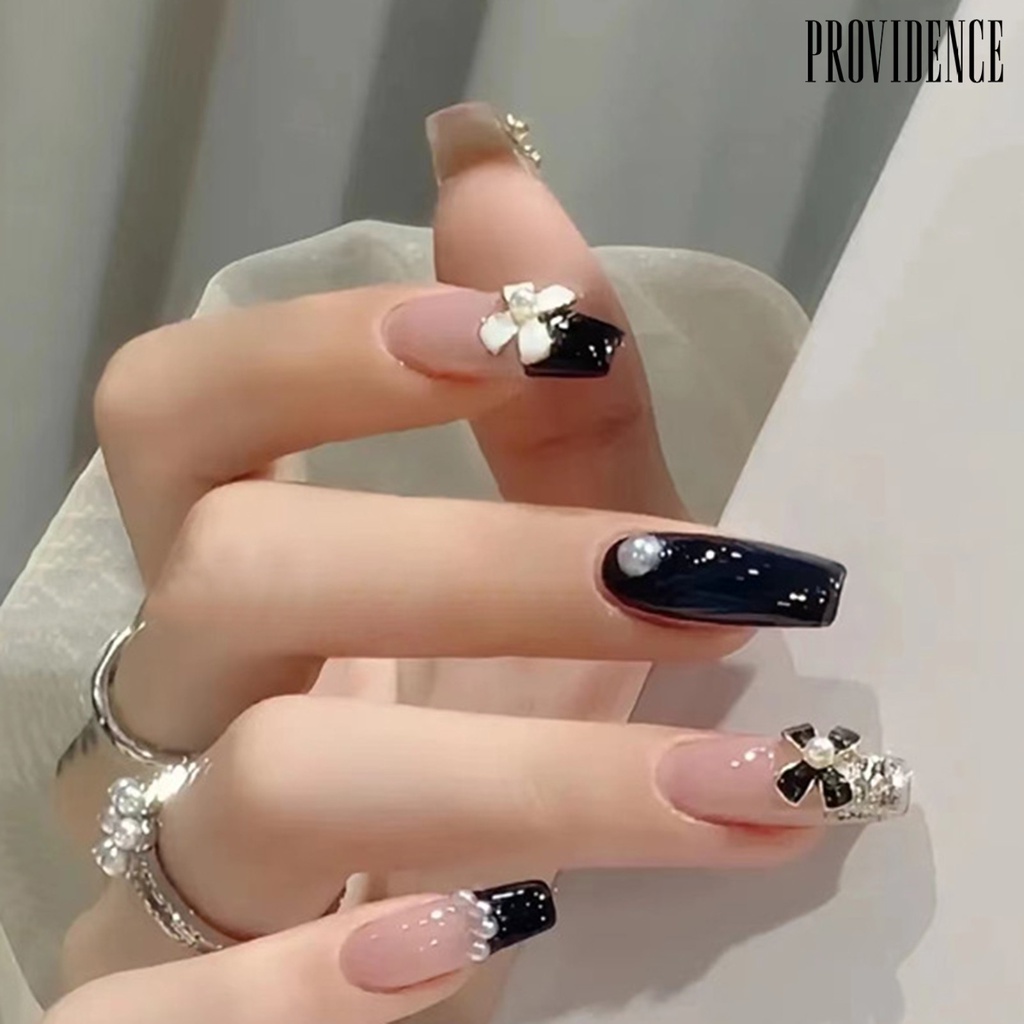 Providence 10Pcs / Set Hiasan Kuku 3D Bentuk Pita Aksen Mutiara Imitasi Untuk Nail Art / Manicure Charms