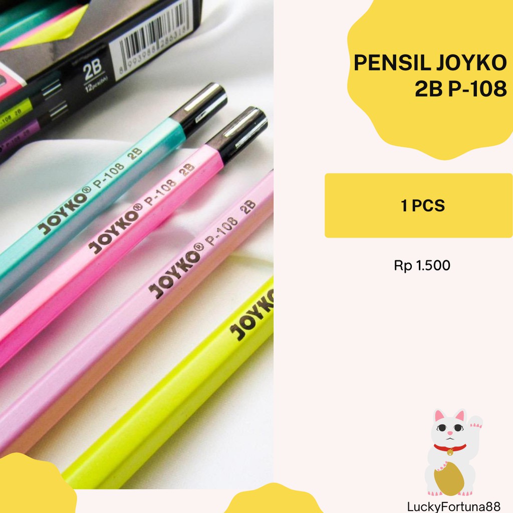 

[LuckyFortuna88] Pencil Pensil Joyko P-108 / 2B / Pearl / 1 pensil Pensil ujian sekolah PASTEL Pensil sekolah Pencil sekolah Pensil ujian 2b Pencil ujian 2b Murah Kualitas premium