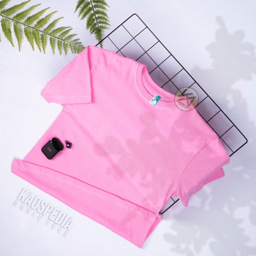 KAOS POLOS COTTON COMBED 30S LENGAN PENDEK PRIA WANITA-PINK BABY