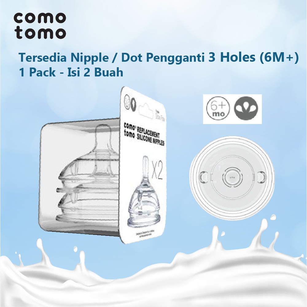 COMOTOMO - COMOTOMO REPLACEMENT NIPPLE 0-3 MONTH-3+MONTH-6+ MONTH-6+MONTH Y CUT TWIN PACK - BOTOL SUSU BAYI - BREAT MILK BABY BOTTLE