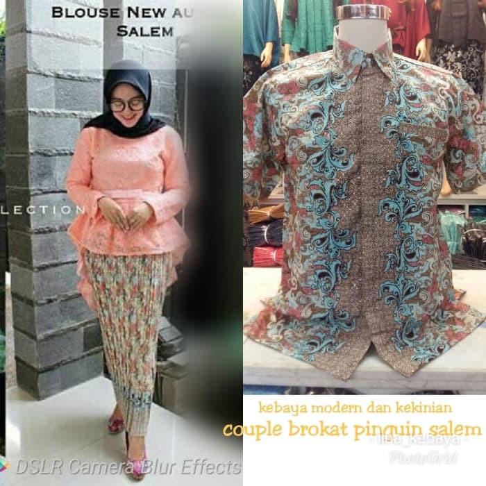 Couple set kebaya brukat aurora tuton dan hem pendek model kekinian