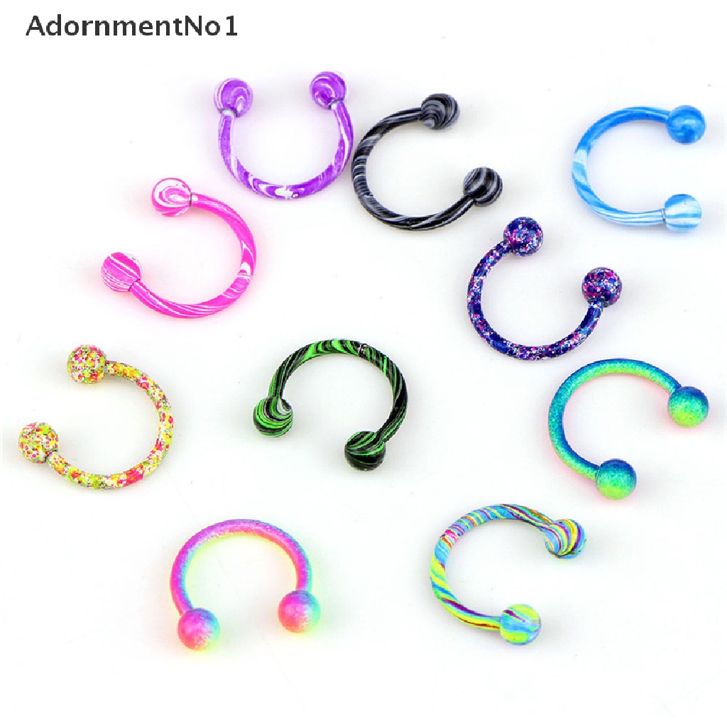 [AdornmentNo1] 10PCS Stainless Steel Horseshoe Bar Lip Nose Septum Ear Ring Stud Piercing Ball [new]